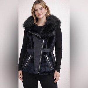 Guess Black Faux Fur Vest